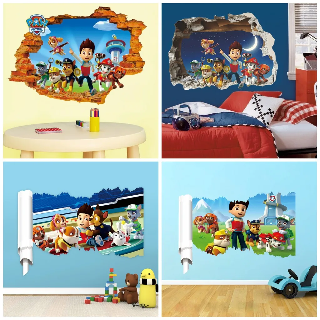 Nursery - 2pcs/3pcs Stiker Dinding Paw Patrol untuk